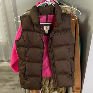 brown puffer vest